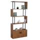 Bcherregal HWC-A27, Regal Standregal Raumteiler Wohnregal, Staufach mit Tr 183x80cm 3D-Struktur Wildeiche-Optik
