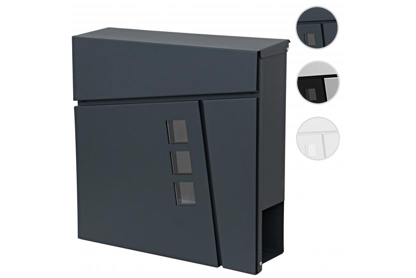 Mendler Briefkasten HWC-B31 Wandbriefkasten Postkasten Zeitungsfach pulverbeschichtet ~ anthrazit