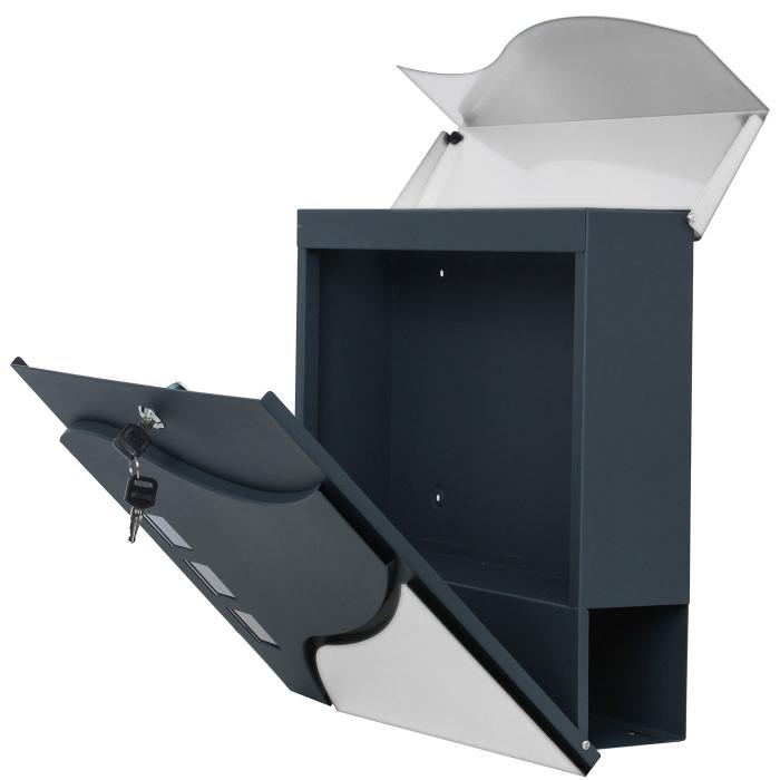 Mendler Briefkasten HWC-B31 Wandbriefkasten Postkasten Zeitungsfach pulverbeschichtet ~ anthrazit