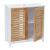 Waschbeckenunterschrank HWC-B41, Badezimmer Unterschrank Badschrank mit Staufach, Bambus MDF 60x60x30cm ~ wei-braun