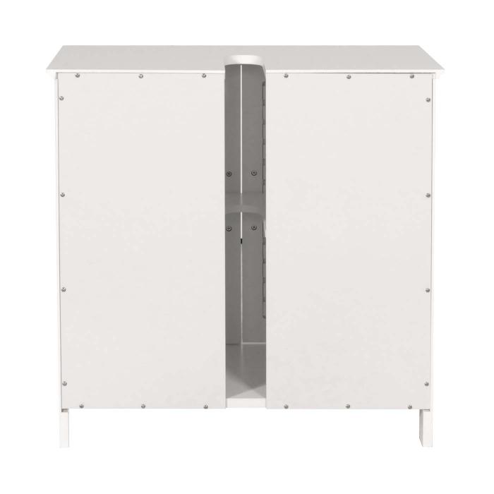 Waschbeckenunterschrank HWC-B41, Badezimmer Unterschrank Badschrank mit Staufach, Bambus MDF 60x60x30cm ~ wei