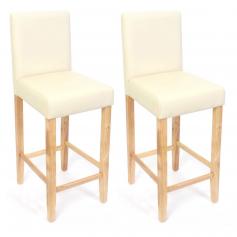 2er-Set Barhocker Barstuhl M37 Kunstleder ~ creme, helle Fe