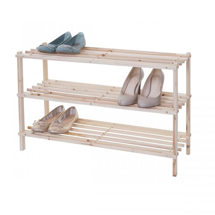 Schuhregal Regal Garderobe Schuhständer bis 9 Paar mit 3 Böden Holz 