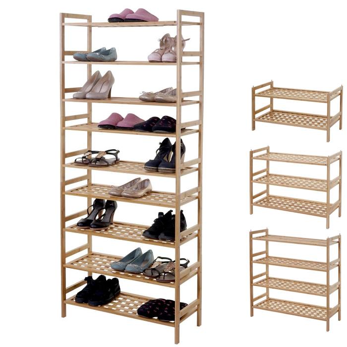 Schuhregal HWC-B53, Regal Bcherregal Badregal Standregal, Bambus ~ 2 Bden