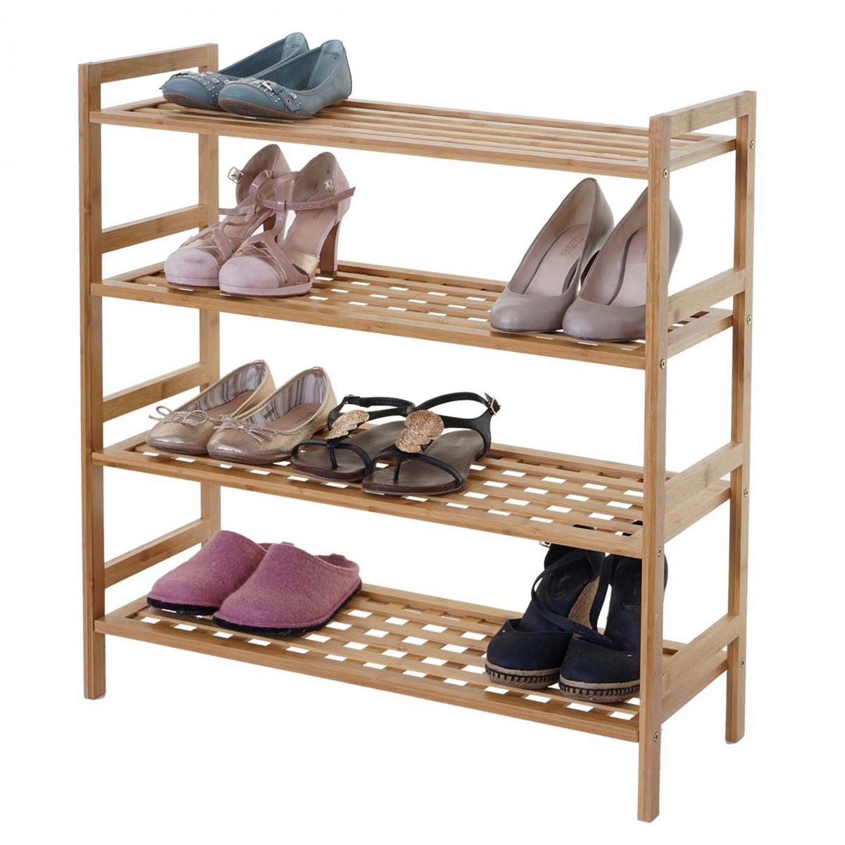 Schuhregal HWC-B53, Regal Bcherregal Badregal Standregal, Bambus ~ 4 Bden