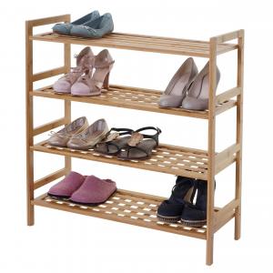 Schuhregal HWC-B53, Regal Bcherregal Badregal Standregal, Bambus ~ 4 Bden