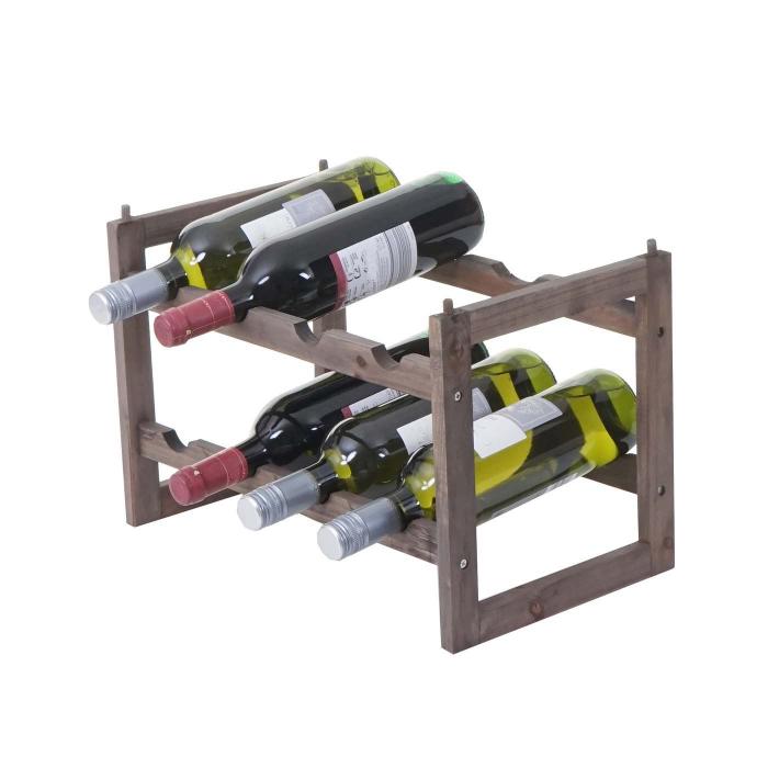 Weinregal HWC-B58 Flaschenregal Weinständer Weinhalter Tanne 2 Böden