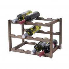 Weinregal HWC-B58, Flaschenregal Weinständer Weinhalter, Tanne 3 Böden ~ 1 Stück