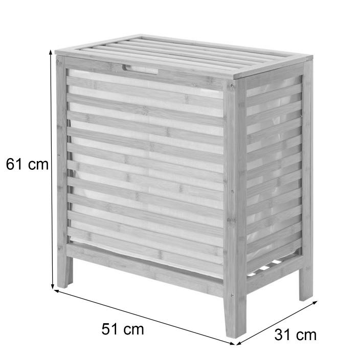 Wschekorb HWC-B92, Laundry Wschetruhe Wschebox Wschesammler Wschebehlter Wschetonne, Bambus 61x51x31cm 65l