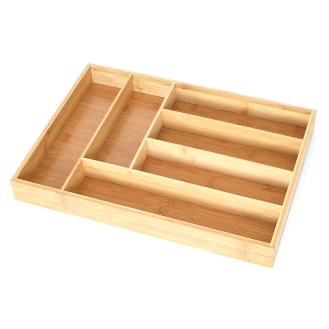 Besteckkasten HWC-B93, Schubladeneinsatz Geschirrkasten, Bambus 5x31x43cm