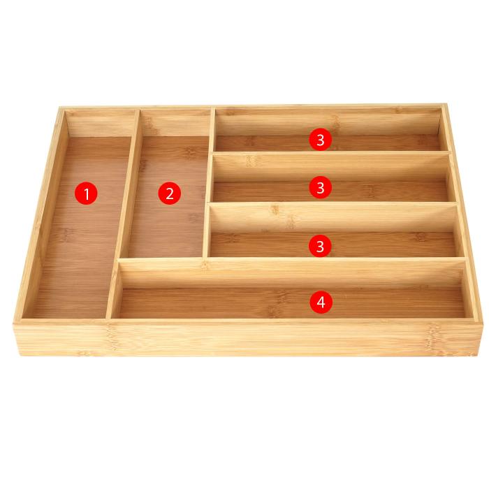 Besteckkasten HWC-B93, Schubladeneinsatz Geschirrkasten, Bambus 5x31x43cm