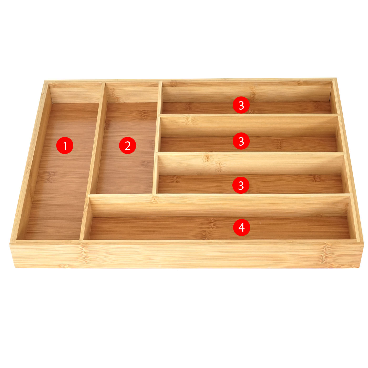 Besteckkasten HWC-B93, Schubladeneinsatz Geschirrkasten, Bambus 5x31x43cm