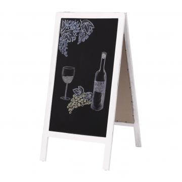 XL Werbetafel HWC-C17, Aufsteller Kreidetafel Kundenstopper, 2 Schreibflchen klappbar, 100x50cm ~ wei shabby