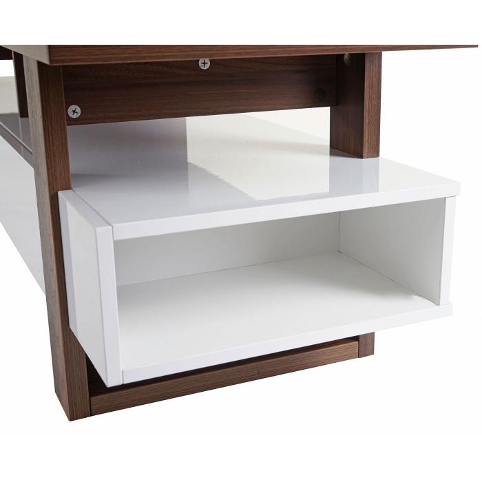 TV-Rack HWC-B51, Fernsehtisch Lowboard Schrank, 3D-Struktur Walnuss-Optik hochglanz 46x150x45cm