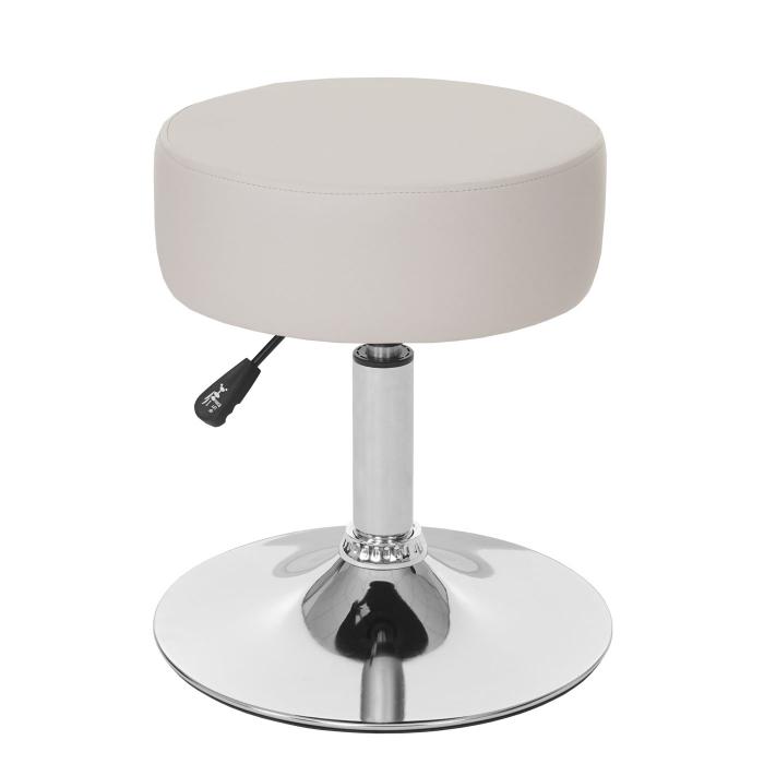 Hocker HWC-C22, Sitzhocker Schminkhocker, hhenverstellbar  35cm ~ Kunstleder, creme