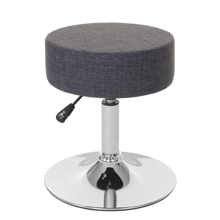 2er-Set Hocker HWC-C22, Sitzhocker Schminkhocker, hhenverstellbar  35cm ~ Textil, grau