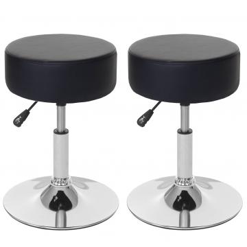 2er-Set Hocker HWC-C22, Sitzhocker Schminkhocker, hhenverstellbar  35cm ~ Kunstleder, schwarz