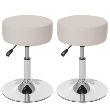 2er-Set Hocker HWC-C22, Sitzhocker Schminkhocker, hhenverstellbar  35cm ~ Kunstleder, creme