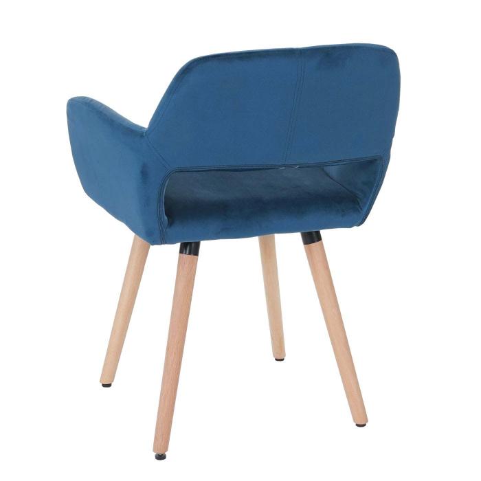 Esszimmerstuhl HWC-A50 II, Stuhl Kchenstuhl, Retro 50er Jahre Design ~ Samt, petrol-blau, helle Beine
