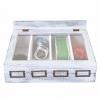 Aufbewahrungsbox HWC-C25, Teebox Schmuckkästchen Kiste, Paulownia 17x37x33cm ~ weiß, shabby