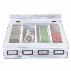 Aufbewahrungsbox HWC-C25, Teebox Schmuckkästchen Kiste, Paulownia 17x37x33cm ~ weiß, shabby