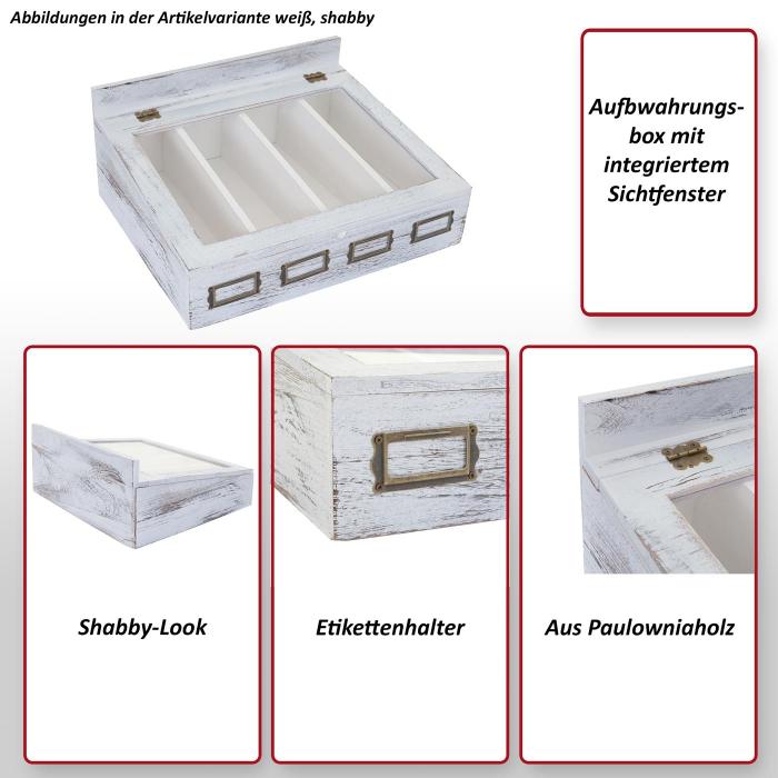 Aufbewahrungsbox HWC-C25, Teebox Schmuckkstchen Kiste, Paulownia 17x37x33cm ~ naturbraun
