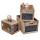 3er Set Holzkiste HWC-E11, Aufbewahrungsbox mit Tafel, Shabby-Look ~ naturbraun