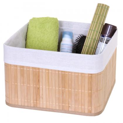 Aufbewahrungskorb HWC-C21, Korb Aufbewahrungsbox Ordnungsbox Sortierbox Regalkorb, Bambus ~ naturfarben