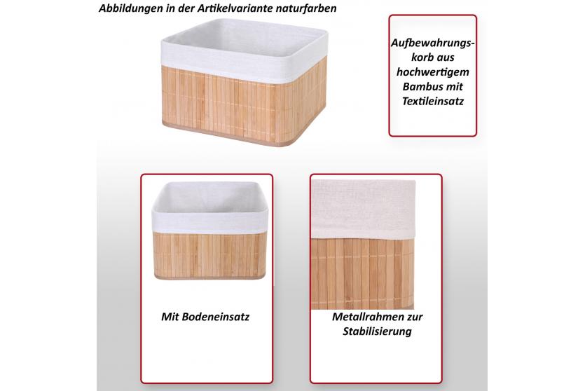 Sortierbox Aufbewahrungsbox Ordnungsbox Aufbewahrungskorb naturfarben ~ von Heute-Wohnen Bambus Set Regalkorb, HWC-C21, 3er Korb