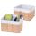 2er-Set Aufbewahrungskorb HWC-C21, Korb Aufbewahrungsbox Ordnungsbox Sortierbox Regalkorb, Bambus ~ naturfarben