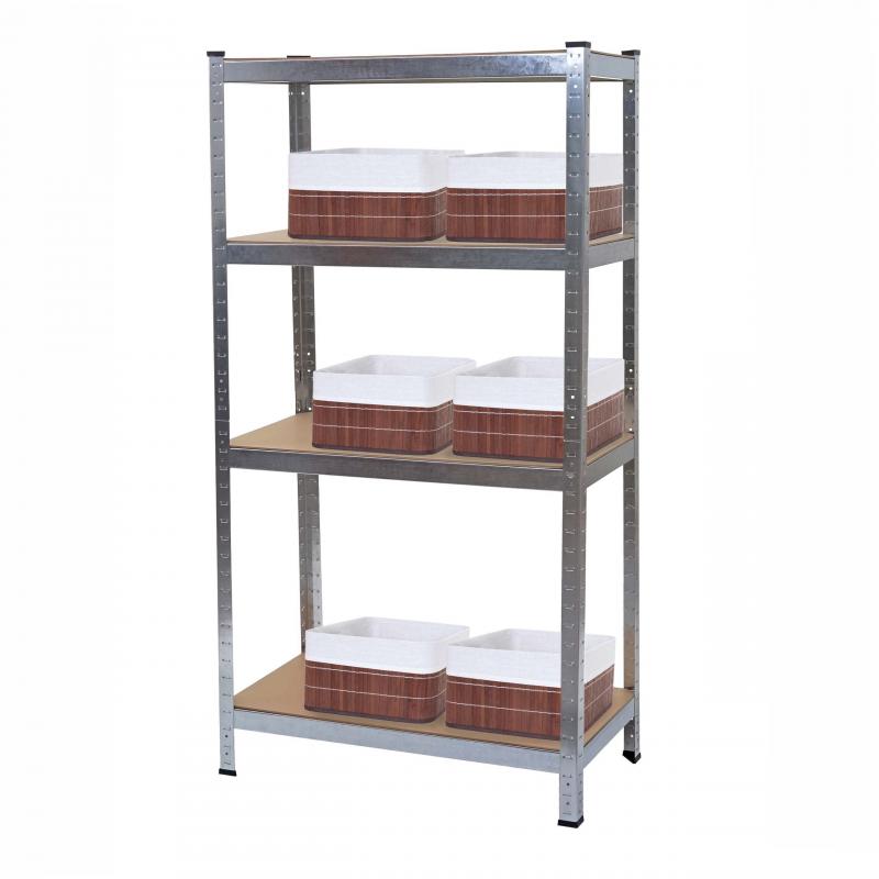 Schwerlastregal HWC-D67, Werkstattregal, 160x80x40cm Traglast bis 320kg mit 6x Aufbewahrungskorb HWC-C21 ~ verzinkt
