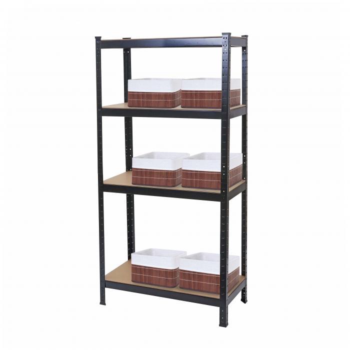 Schwerlastregal HWC-D67, Werkstattregal, 160x80x40cm Traglast bis 320kg mit 6x Aufbewahrungskorb HWC-C21 ~ schwarz