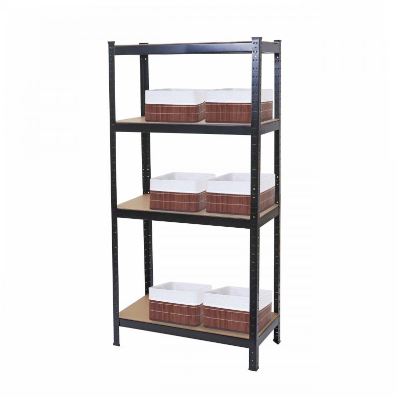 Schwerlastregal HWC-D67, Werkstattregal, 160x80x40cm Traglast bis 320kg mit 6x Aufbewahrungskorb HWC-C21 ~ schwarz