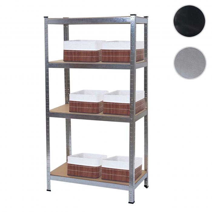 Schwerlastregal HWC-D67, Werkstattregal, 160x80x40cm Traglast bis 320kg mit 6x Aufbewahrungskorb HWC-C21 ~ verzinkt