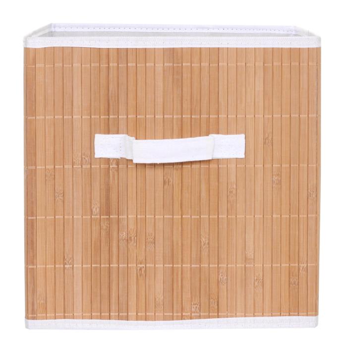 4er-Set Faltbox HWC-C21, Korb Aufbewahrungskorb Ordnungsbox Sortierbox Aufbewahrungsbox, Bambus 32x32x32cm ~ naturfarben