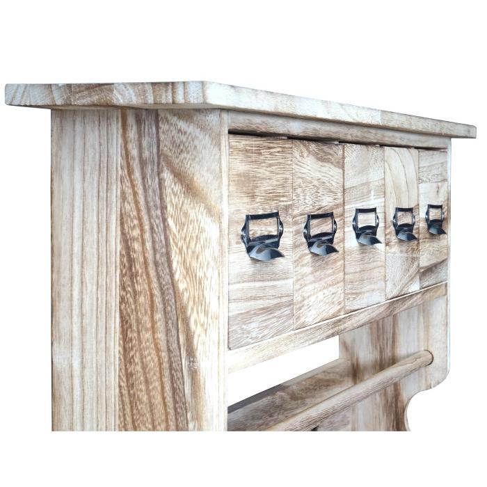 Garderobe HWC-C49, Wandgarderobe Wandregal, Vintage mit 5 Schubladen 32x65x13cm ~ natur