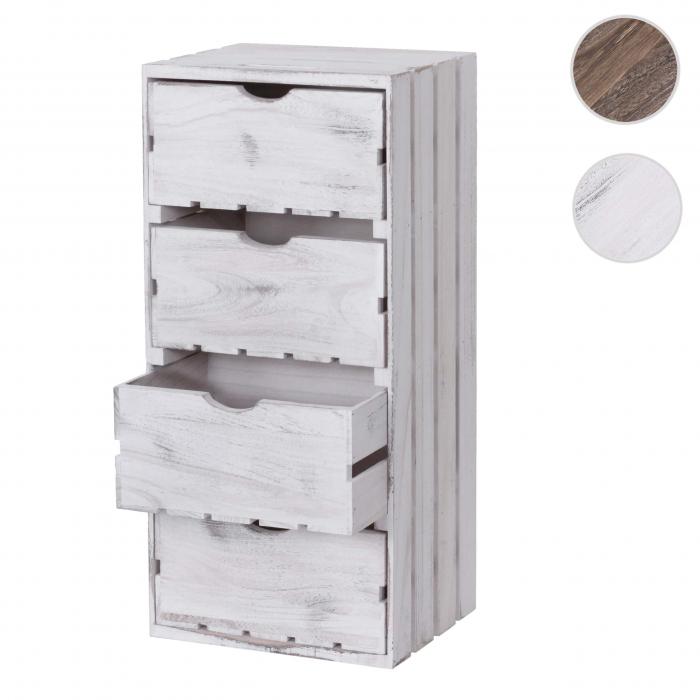 Kommode HWC-C62, Schubladenkommode Holzkiste, Shabby-Look Vintage, 4 Schubladen 70x32x26cm ~ wei