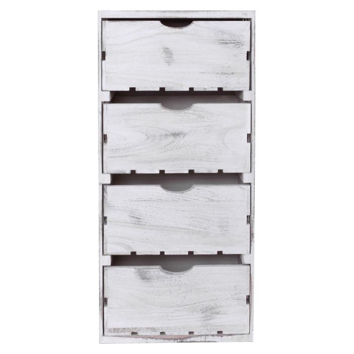 Kommode HWC-C62, Schubladenkommode Holzkiste, Shabby-Look Vintage, 4 Schubladen 70x32x26cm ~ wei
