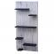 Wandregal HWC-C65, Wandpaneel Holzregal Regal, 6 Ebenen 110x50x14cm Massivholz Vintage ~ wei/dunkelgrau shabby