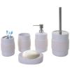 5-teiliges Badset HWC-C73, WC-Garnitur Badezimmerset Badaccessoires, Keramik ~ weiß