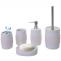 5-teiliges Badset HWC-C73, WC-Garnitur Badezimmerset Badaccessoires, Keramik ~ wei