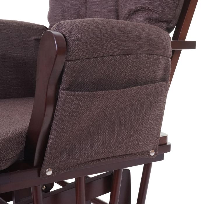 Relaxsessel HWC-C76, Schaukelstuhl Sessel Schwingstuhl mit Hocker ~ Stoff/Textil, braun, Gestell braun