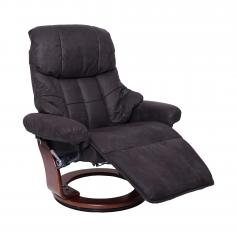 MCA Relaxsessel Calgary 2, Fernsehsessel Sessel, Stoff/Textil 150kg belastbar ~ braun-schwarz, Walnuss-Optik