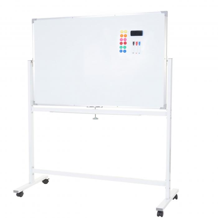 Whiteboard HWC-C85, Magnettafel Memoboard Pinnwand, mobil rollbar inkl. Zubehr ~ 120x90cm