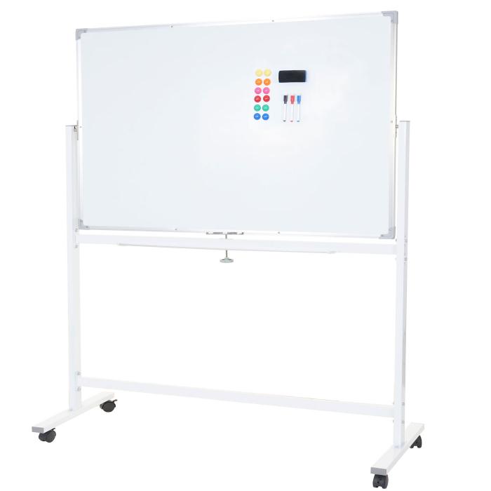 Whiteboard HWC-C85, Magnettafel Memoboard Pinnwand, mobil rollbar inkl. Zubehr ~ 150x100cm