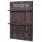 Wandgarderobe HWC-C89 Welcome, Garderobenpaneel Garderobe, Shabby-Look Vintage, 4 Haken 90x60cm ~ braun, shabby