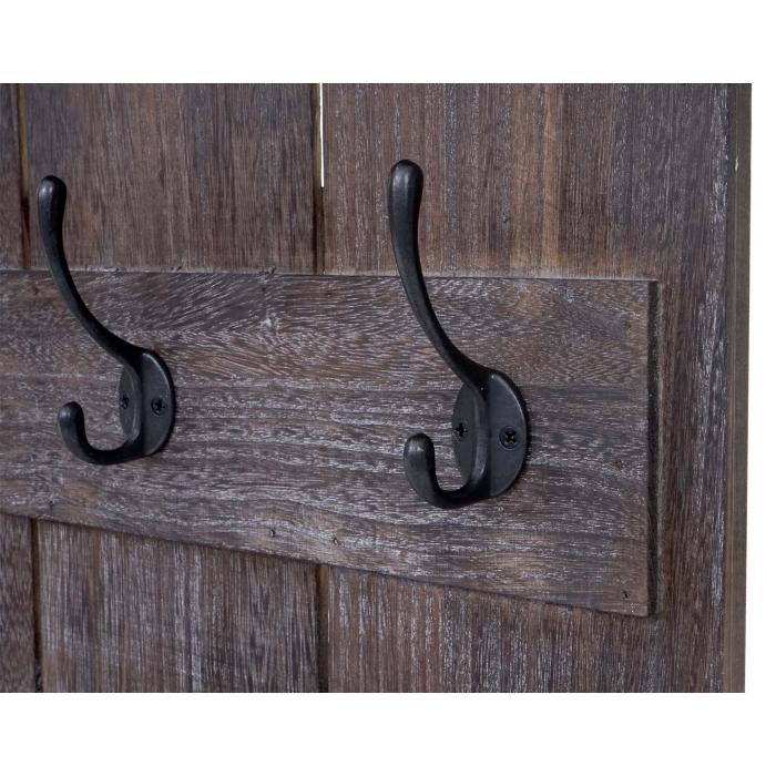 Wandgarderobe HWC-C89 Welcome, Garderobenpaneel Garderobe, Shabby-Look Vintage, 4 Haken 90x60cm ~ braun, shabby