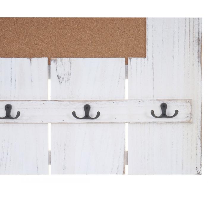 Wandgarderobe HWC-C89 mit Pinnwand, Garderobenpaneel, Shabby-Look Vintage, 8 Haken 91x60cm ~ wei, shabby