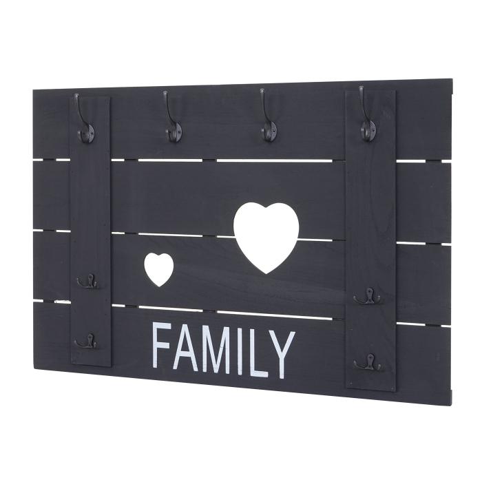 Wandgarderobe HWC-C89 Family, Garderobenpaneel Garderobe, Shabby-Look Vintage, 8 Haken 60x90cm ~ dunkelgrau, shabby