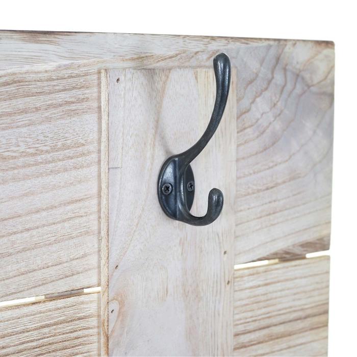 Wandgarderobe HWC-C89 Family, Garderobenpaneel Garderobe, Shabby-Look Vintage, 8 Haken 60x90cm ~ naturbraun